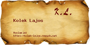 Kolek Lajos névjegykártya